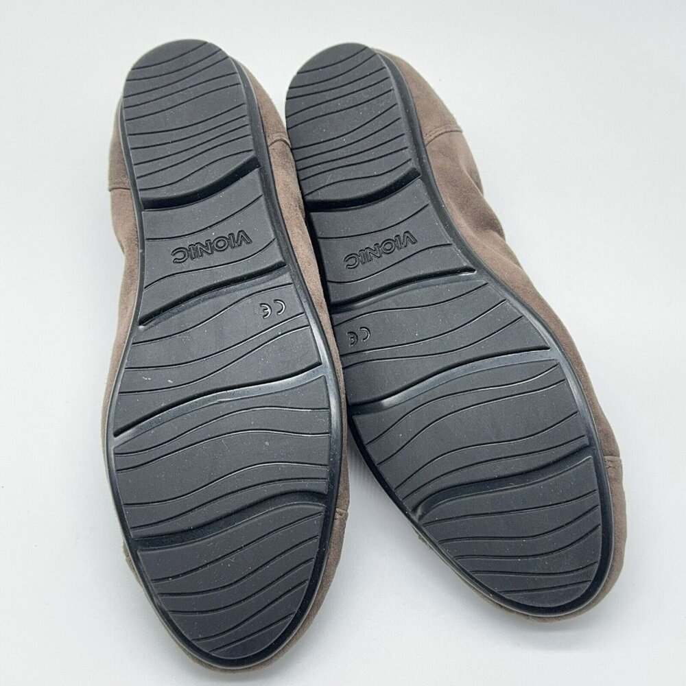 Vionic Orthotic Suede Ballet Flats Natalia Dark Taupe Black Trim Support Sz 9 - Picture 5 of 9